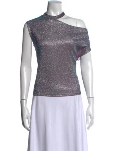 Pre-owned Rta Asymmetrical Short Sleeve Top