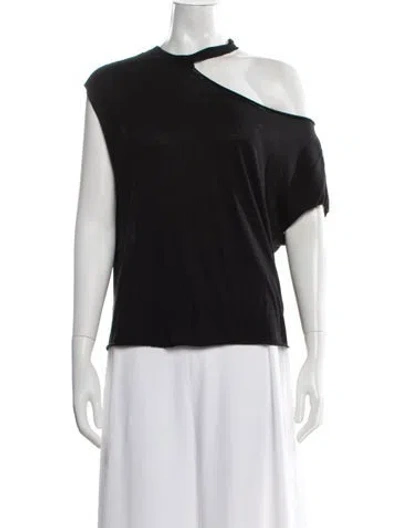 Pre-owned Rta Asymmetrical Short Sleeve Top W/ Tags In Black