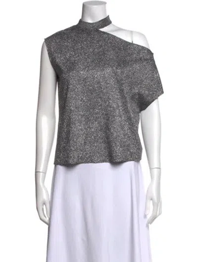 Pre-owned Rta Asymmetrical Sleeveless Top In Silver