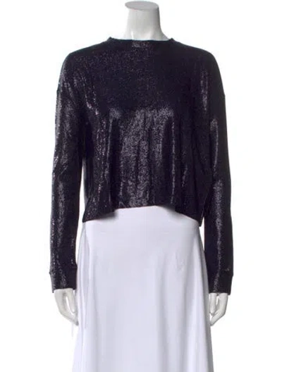 Pre-owned Rta Bateau Neckline Long Sleeve Crop Top