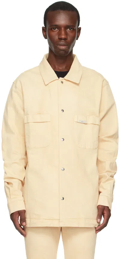 Rta Beige Samson Denim Shirt In Oatmeal