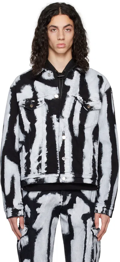 Rta Men's Elmer Pianted Trucker Jacket In White Paint