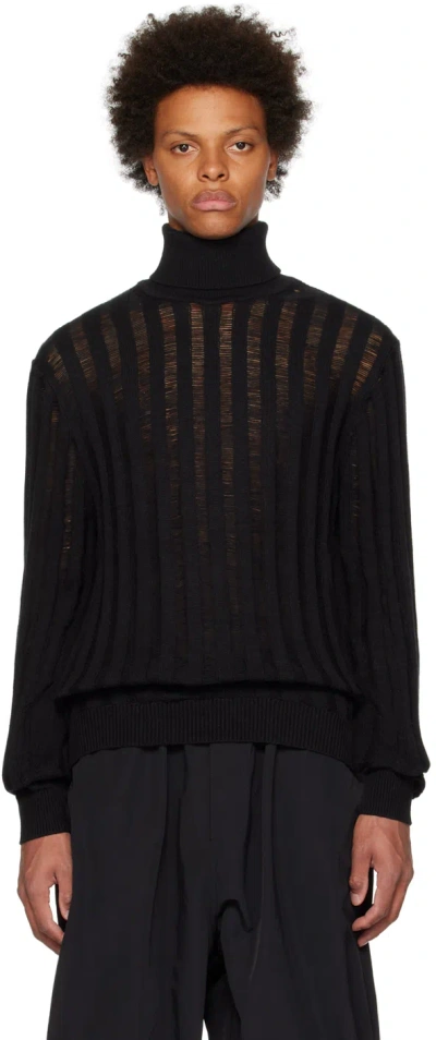 Rta Black Laddering Turtleneck