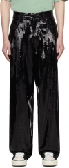 Rta Black Wide-leg Jeans In Black Sequin