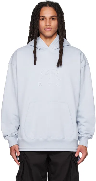 Rta Blue Embossed Hoodie In Steel Blue