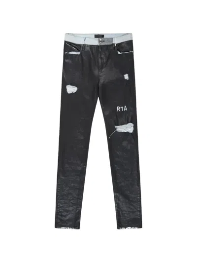 Rta Bryant Coated-distressed Jeans In Black