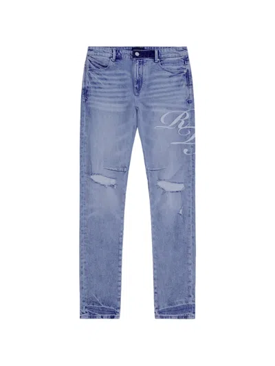 Rta Bryant Cursive-print Jeans In Blue