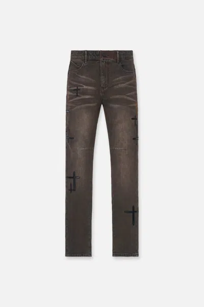 Rta Bryant Cross-patch Skinny Jeans In Brown