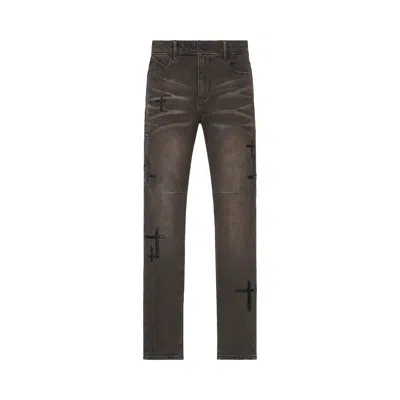 Pre-owned Rta Bryant Skinny Jean 'mocha Drift Cross Patch' | Brown | Men's Size 30
