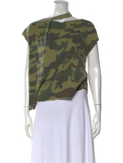 Pre-owned Rta Camouflage Print Asymmetrical Top In Green
