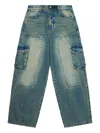 Rta Wide Leg Cargo Jeans In Blue