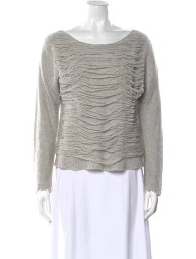 Pre-owned Rta Cashmere Bateau Neckline Sweater In Gray
