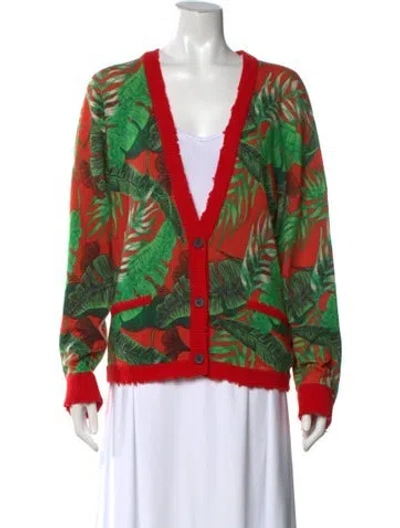 Pre-owned Rta Cashmere Floral Print Sweater In Red