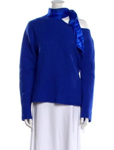 Pre-owned Rta Cashmere Mock Neck Sweater In Blue