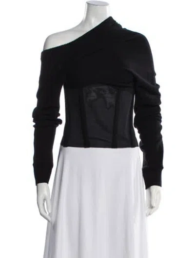 Pre-owned Rta Cashmere Off-the-shoulder Sweater In Black
