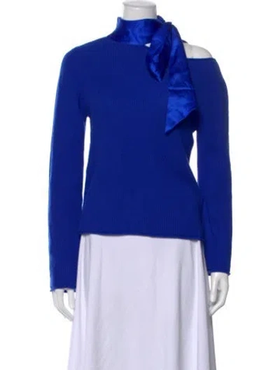 Pre-owned Rta Cashmere Off-the-shoulder Sweater In Blue
