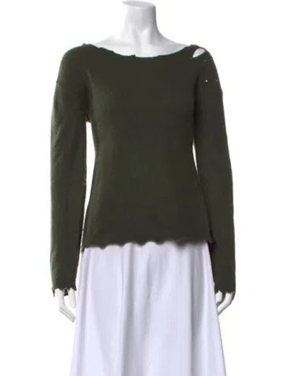 Pre-owned Rta Cashmere Off-the-shoulder Sweater In Green