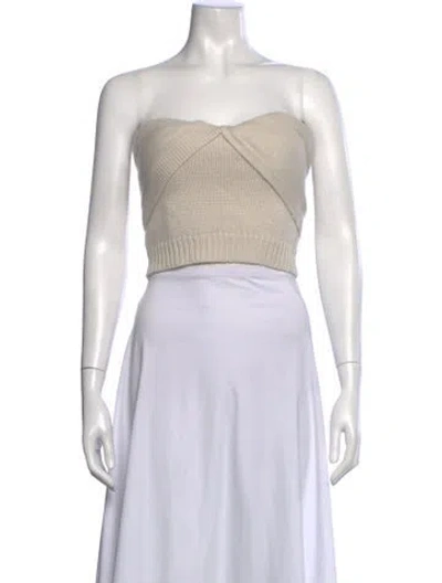 Pre-owned Rta Cashmere Strapless Crop Top W/ Tags In Neutrals