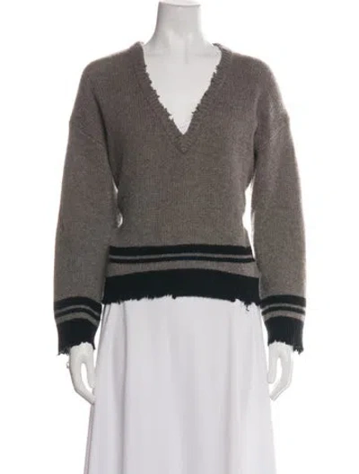 Pre-owned Rta Cashmere Striped Sweater In Grey