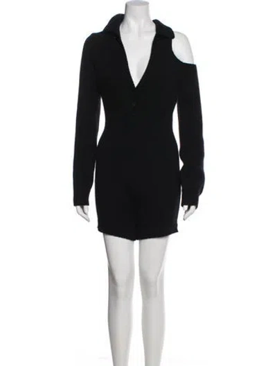 Pre-owned Rta Cashmere V-neck Romper In Black