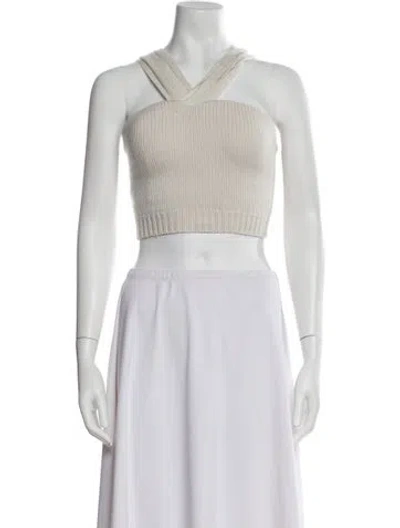 Pre-owned Rta Cashmere V-neck Sweater In White