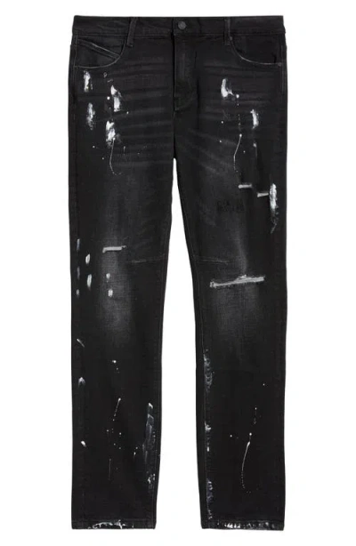 Rta Clayton Paint Splatter Ripped Skinny Jeans In Black