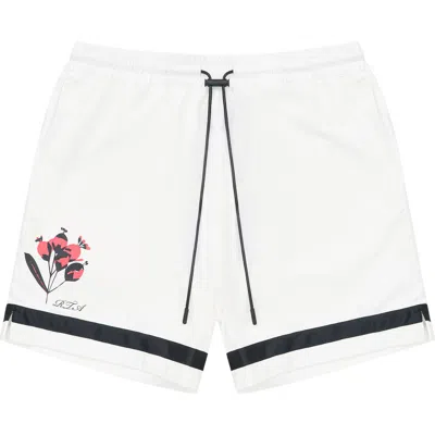 Rta Clyde Floral Graphic 6.5 Drawstring Shorts In White