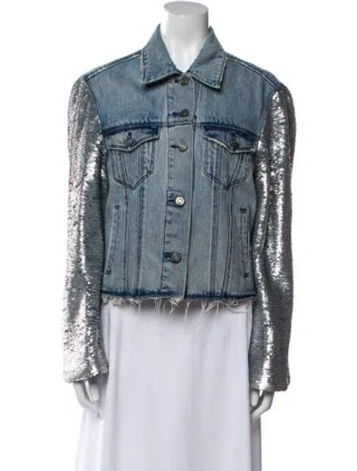 Pre-owned Rta Colorblock Pattern Denim Jacket In Blue