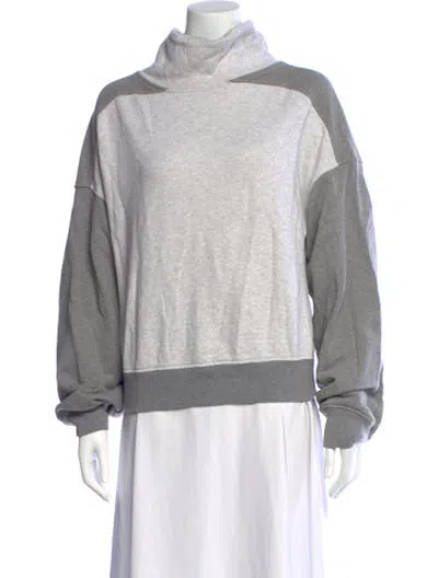 Pre-owned Rta Colorblock Pattern Mock Neck Sweatshirt In Grey
