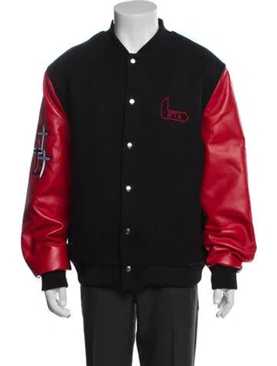 Pre-owned Rta Colorblock Pattern Varsity Jacket In Red