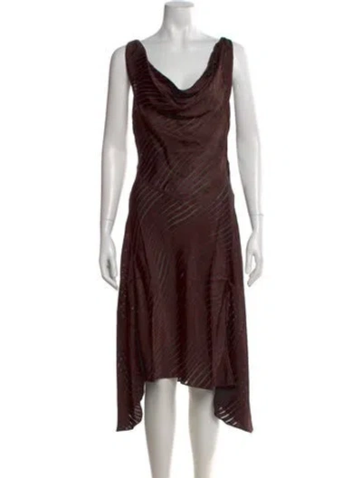 Pre-owned Rta Cowl Neck Midi Length Dress W/ Tags In Brown