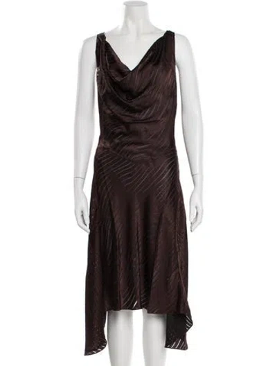 Pre-owned Rta Cowl Neck Midi Length Dress W/ Tags In Brown
