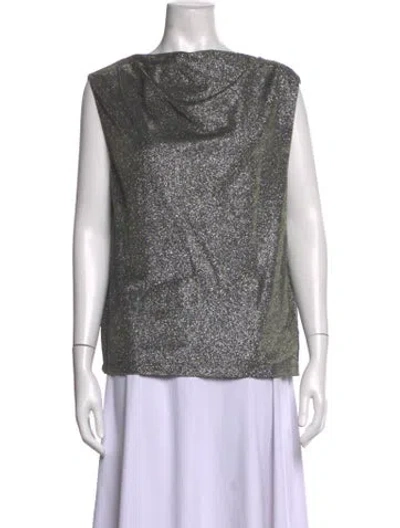 Pre-owned Rta Cowl Neck Sleeveless Top In Gold/metallic/silver