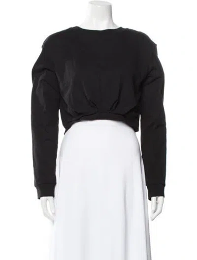 Pre-owned Rta Crew Neck Long Sleeve Crop Top In Black