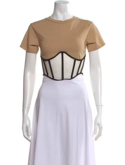 Pre-owned Rta Crew Neck Short Sleeve Crop Top W/ Tags In Neutral