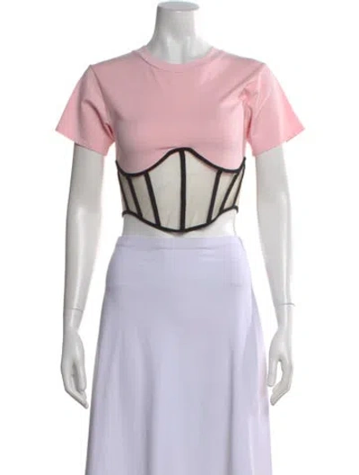 Pre-owned Rta Crew Neck Short Sleeve Crop Top W/ Tags In Pink