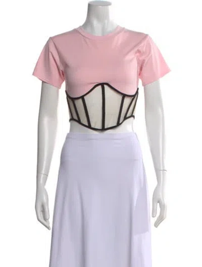 Pre-owned Rta Crew Neck Short Sleeve Crop Top W/ Tags In Pink