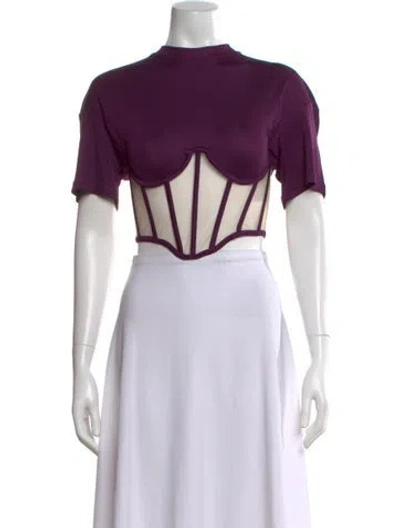 Pre-owned Rta Crew Neck Short Sleeve Crop Top W/ Tags In Purple