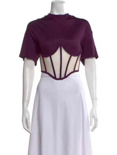 Pre-owned Rta Crew Neck Short Sleeve Crop Top W/ Tags In Purple
