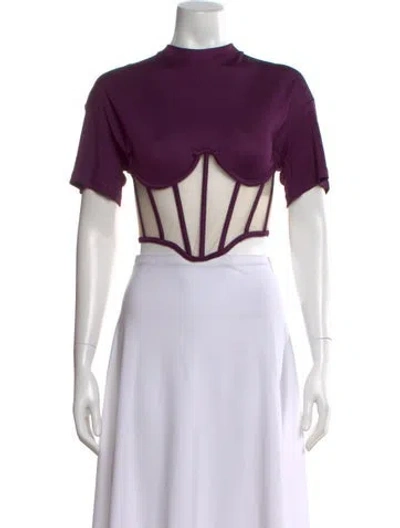 Pre-owned Rta Crew Neck Short Sleeve Crop Top W/ Tags In Purple