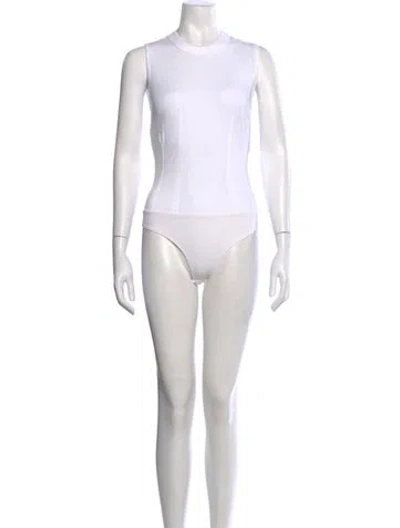 Pre-owned Rta Crew Neck Sleeveless Bodysuit In White