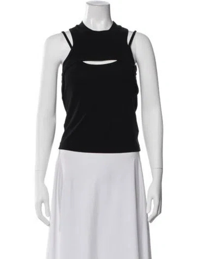 Pre-owned Rta Crew Neck Sleeveless Crop Top In Black