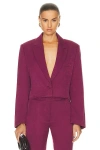 Rta Cropped Single Breasted Blazer In Boysenberry
