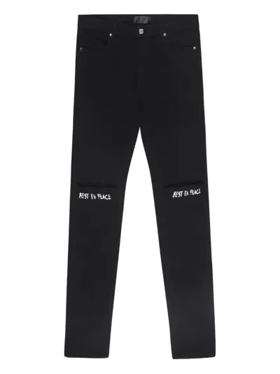 Rta Cross-embroidery Jeans In Black
