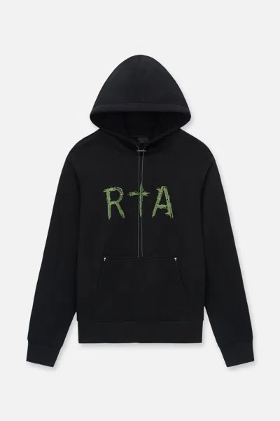 Rta Dion Oversize Black Circuit Logo Cotton Hoodie