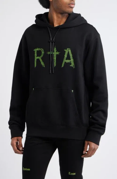Rta Dion Oversize Black Circuit Logo Cotton Hoodie