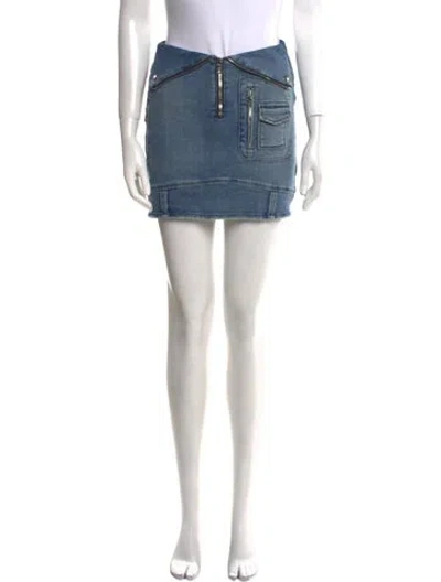 Pre-owned Rta Distressed Accents Mini Skirt In Blue