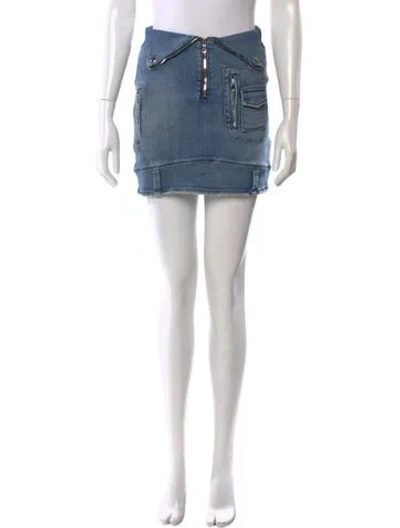 Pre-owned Rta Distressed Accents Mini Skirt In Blue