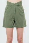 Rta Ellena Pleated Shorts In Military Green In Multi