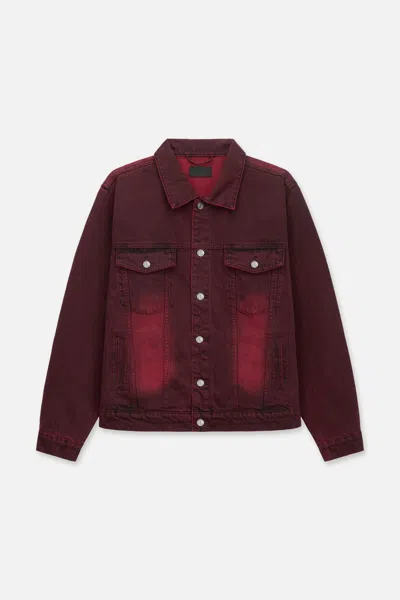 Rta Elmer Denim Jacket In Burgundy